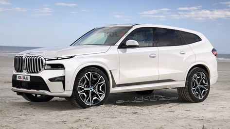 The latest spy shots of the BMW X8 have served as a foundation for what might be fairly accurate renderings of the upcoming flagship SUV. Bmw X8, Plug In Hybrid Suv, Suv Luxury, Luxury Cars Bmw, Latest Bmw, Roadster Car, Bmw Performance, Cars Bmw, Bmw X7