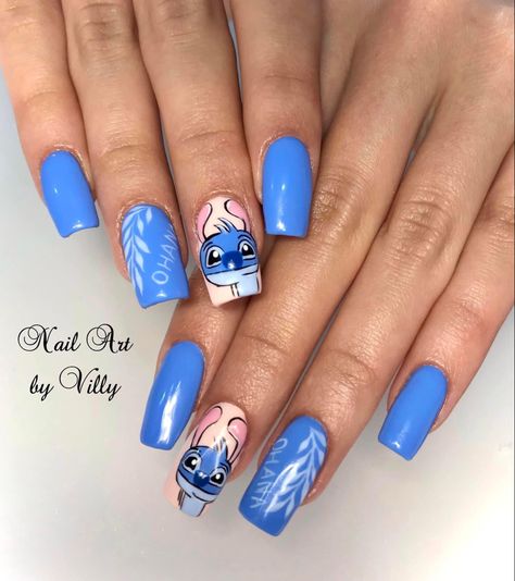 Stitch Nail Designs, Lilo And Stitch Nails, Disney Gel Nails, Stitch Nails, Stitch Drawings, Stitch Costume, Disney Nail, Stitch Stuff, Lilo And Stitch Drawings