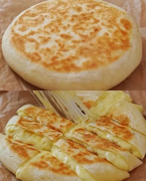 Pan-Fried Cheesy Potato Bread - knedir Recipes Pan Fried Potatoes, Fried Potato, Shrimp And Vegetables, Cheesy Potato, Grated Potato, Beef And Potatoes, Potato Bread, Fry Bread, Baking Blog