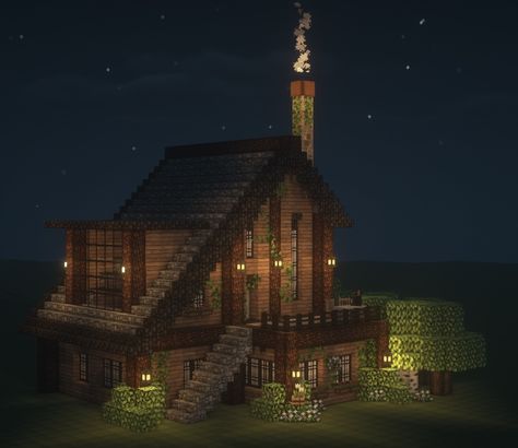 Minecraft Houses With Spruce, Cool Spruce Houses Minecraft, Barndominium Ideas Minecraft, Mincraft Idea Houses Stone, Minecraft Spruce And Dark Oak House, Cool Minecraft Roofs, Minecraft Craftsman House, Mincraft Idea Houses Oak, Spruce And Cobblestone House Minecraft