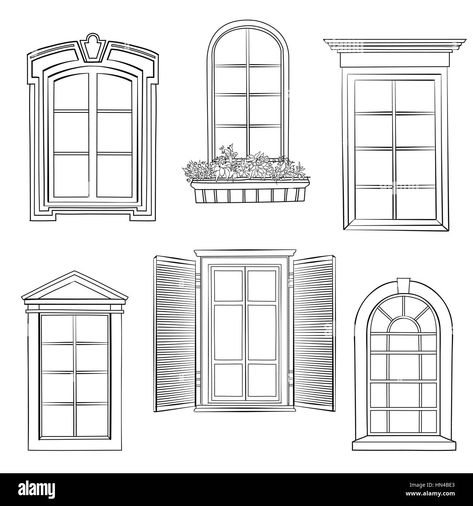 Window Drawing Ideas, Window Sketch, Victorian Windows, Window Illustration, Window Drawing, Architecture Drawing Art, House Drawing, Doodle Sketch, Detailed Drawings