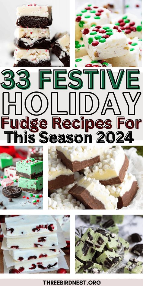 33 Decadent Holiday Fudge Recipes to Sweeten Your Season - This Little Nest
Festive list of colorful and delicious fudge recipes for the holiday season. From rich chocolates and Mochas to sweet minty fudge, this list has the best fudge recipes on Pinterest. Pick your favorite today. 
Fudge recipes, holiday desserts, Christmas fudge, colorful fudge, Thanksgiving fudge, hot chocolate fudge, oreo fudge. Best Christmas Fudge Recipes, Easy Fudge Recipe Christmas, Best Fudge, Fancy Fudge, Gourmet Fudge Flavors, Fancy Fudge Recipe, Fudge Flavors Holidays, Basic Fudge Recipe, Peppermint Bark Fudge