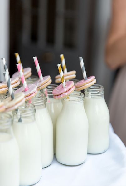 Mini vintage milk bottles and party rings. Great reception drinks for your little guests. #minimilkbottles #children #milkandcookies #weddingkids #wedding #receptiondrinks #vintage Photo credit - Lauren Hughes at Lahu Studios Hampshire. Milk Bottle Decor, Mini Milk Bottles, Ice Cream Party Decorations, Blush Pink Baby Shower, Pajamas Party, Kids Milk, Reception Drink, Vintage Milk Bottles, Drink Stand