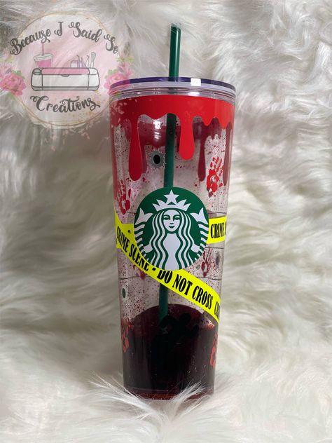 Drip Tumbler, Starbucks Merchandise, Starbucks Cup Design, Blood Drip, Starbucks Green, Funny Cups, Clear Cups, Kei Visual, Glitter Tumbler Cups