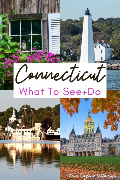 Planning a visit to the Nutmeg State? We’ve put together an essential list of 50 of the top things to do in Connecticut. The activities on this list range from historic sites, family attractions, and quirky highlights to classic Connecticut items to eat and drink and beautiful spots not to be missed. Get ready to check off your Connecticut bucket list! CT travel guide | Connecticut adventures | New England travel vacation Where To Visit In Connecticut, Conneticut Things To See, Where To Go In Connecticut, Things To Do Connecticut, Connecticut Things To Do, One Day In Connecticut, Greenwich Connecticut Things To Do, Things To Do In Connecticut Winter, Places To Visit In Connecticut