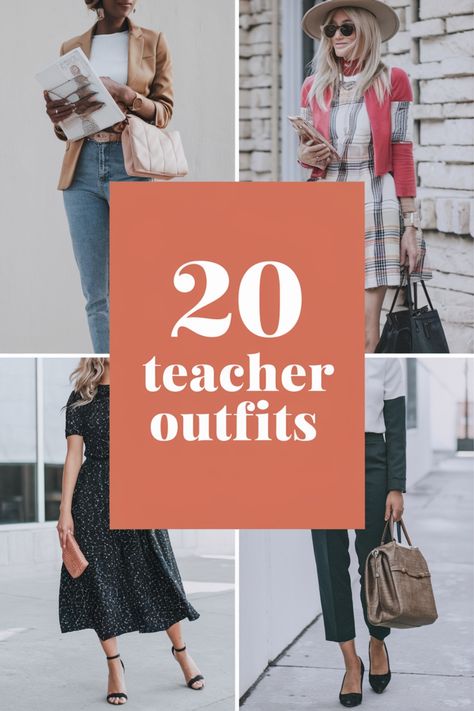 20 stylish teacher outfits for all seasons Comfy Teaching Outfits, Dress Up Like A Teacher, Formal Teacher Outfit, Teacher Style 2024, Fall Outfits For Work Teachers, Fall Teacher Outfits 2024, Fashionable Teacher Outfits, Teacher Picture Day Outfit, Trendy Teacher Outfits