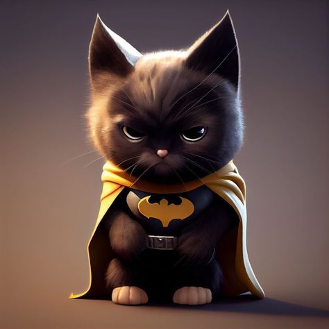 Batman Cat, Batman Costume, Cat Profile, Cartoon Character Pictures, Superhero Wallpaper, Cute Cartoon Characters, Cat Character, Anime Animals, Funny Cat Pictures