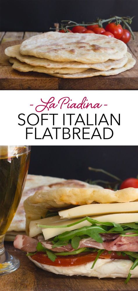 La Piadina - Italian Flatbread Sandwich is an easy bread recipe for Breakfast, lunch or dinner. It's fast, easy & also a no yeast bread recipe. Fill this Soft Flatbread up with your favorite sandwich fillings - veggies, cheese and deli meat. This easy flatbread recipe is ready in less than an hour! #flatbread #Italianbread Flat Bread Sandwiches Recipes, Subway Flat Bread Recipe, Flatbread Filling Ideas, Home Made Flatbread, Flatbread Crust Recipe, Tortas Bread Recipe, Flat Breads Recipe Easy, Easy Flat Bread Recipe, Italian Flatbread Recipes