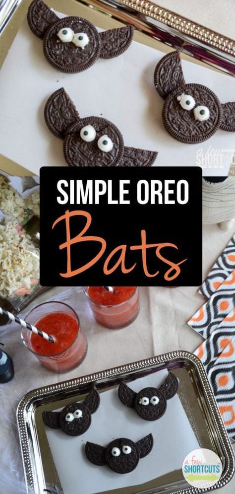 Halloween Oreo Treats, Oreo Bats, Oreo Treats, Halloween Oreos, Kids Halloween Food, Fun Halloween Treats, Halloween Class Party, Cookie Craft, Halloween Treats For Kids