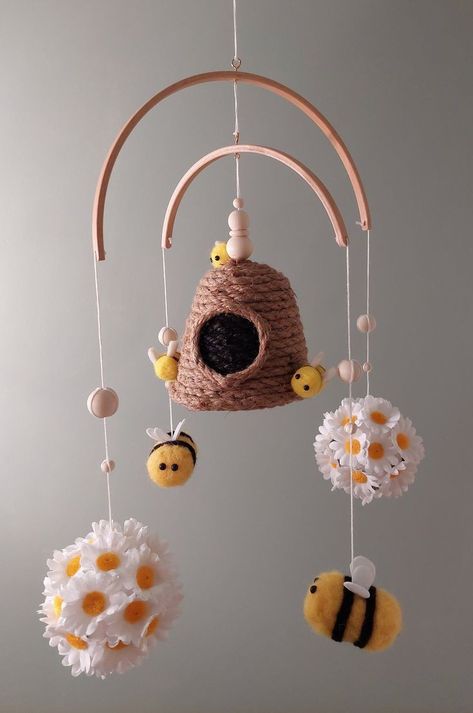 Bee Themed Nursery, Bee Room Decor, Bee Kitchen Theme, Bee Mobile, Bee Nursery Decor, Winnie The Pooh Decor, Bee Room, Bee Nursery, Mommy To Bee