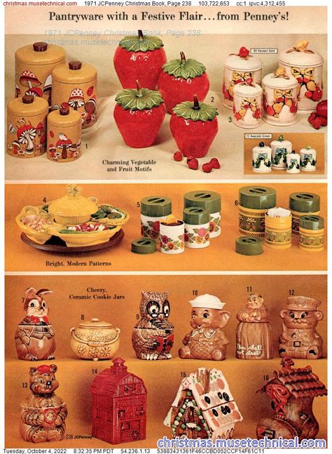 1971 JCPenney Christmas Book, Page 238 - Catalogs & Wishbooks Antique Knowledge, Vintage Kitchen Items, Vintage Canister Sets, Frozen Cocktail Recipes, Retro Glassware, Vintage Canisters, Kitschy Kitchen, Christmas Hearts, Biscuit Jar