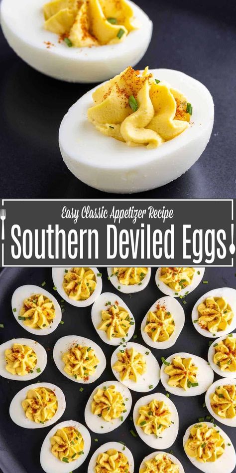 This easy, classic deviled eggs recipe is a southern deviled eggs recipe made with sweet relish, mustard, and mayonnaise, for a sweet, tangy, deviled egg filling that is the BEST Deviled Eggs recipe for Easter, potlucks, summer parties, and football party food! This traditional southern deviled eggs recipe can be made ahead of time so it is the perfect appetizer or party food! Southern Deviled Eggs Recipe, Southern Deviled Eggs, Sweet Relish, Devilled Eggs Recipe Best, Deviled Eggs Recipe Classic, Southern Recipe, Easter Side Dishes, Best Deviled Eggs, Deviled Eggs Classic