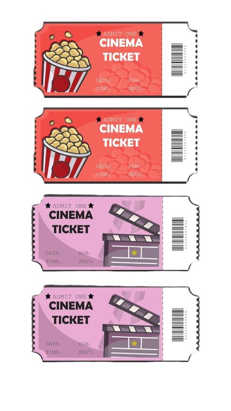 Cinema Ticket Printable, Diy Movie Tickets, Cinema Decoration, Ticket Cinema, Ticket Printable, Cinema Decor, Cinema Ticket, Carnival Themed Party, Movie Tickets