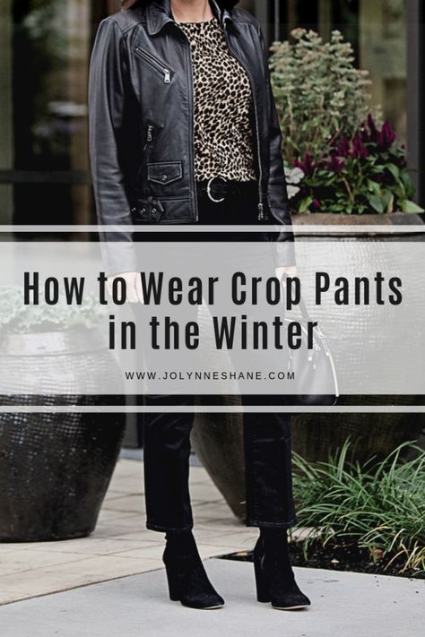 How to Wear Crop Pants in the Winter How To Wear Cropped Pants In Winter, Cropped Pants With Ankle Boots, Pixie Pants Outfit Winter, Cropped Pants And Boots, Gray Cropped Pants Outfit, Styling Cropped Pants, Wide Leg Crop Pants Outfit Winter, Shoes To Wear With Cropped Pants, Cropped Dress Pants Outfit