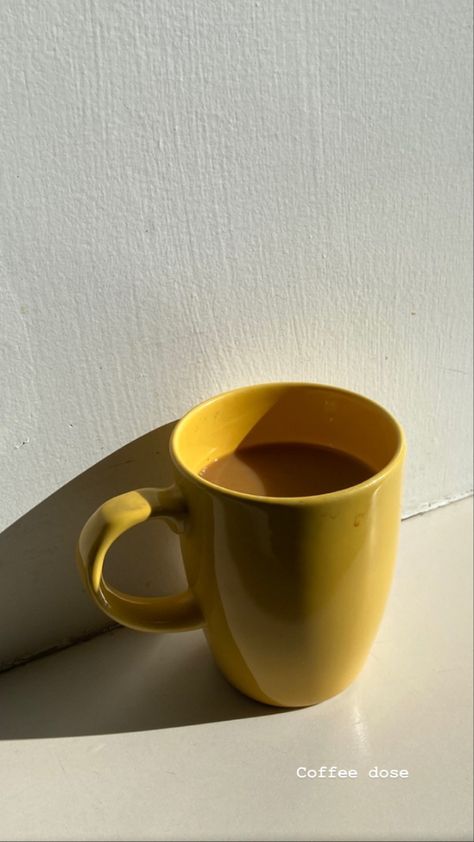 Coffee At Home Snap, Rob Core, At Home Snap, Home Snap, Yellow Cups, Minimalist Photos, Yellow Coffee, Coffee At Home, Fake Story