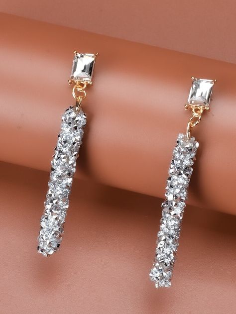 Free Returns ✓ Free Shipping On Orders $49+ ✓. Rhinestone Drop Earrings- Earrings at SHEIN. Extraordinary Jewelry, Expensive Jewelry Luxury, Long Gold Earrings, Fancy Earrings, Classy Jewelry, Rhinestone Jewelry, Girly Jewelry, Dream Jewelry, Gold Jewelry Fashion