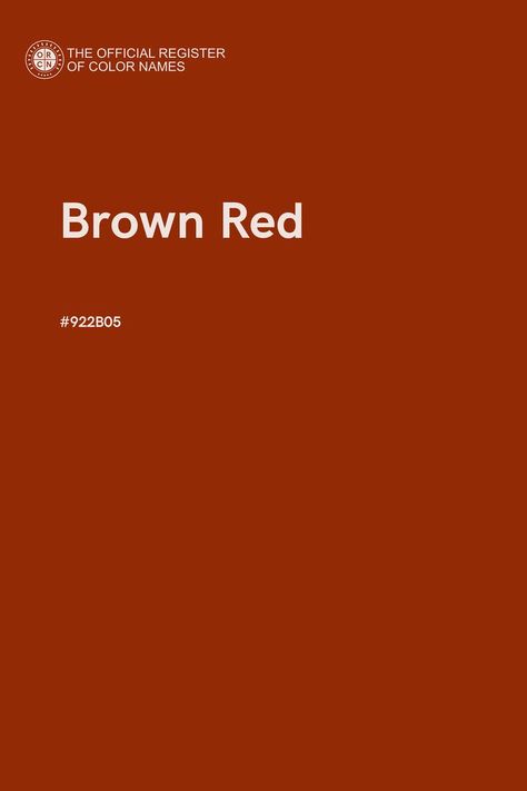 Brown Red - Color Name of Hex #922B05 Red Color Names, Brown Branding, Brown Pantone, Pantone Color Chart, Color Knowledge, Logo Letters, Color Of The Day, Red Colour Palette, Colors Shades