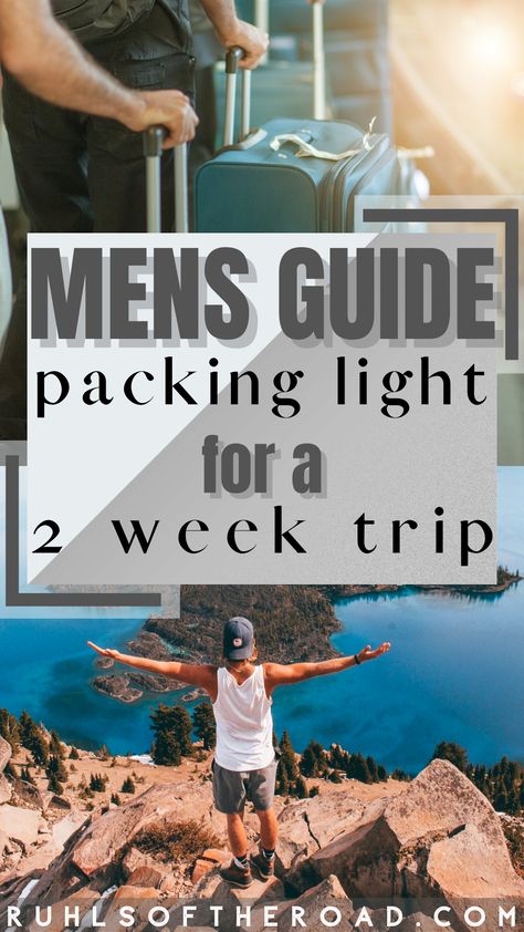 Men's guide for packing tips for travel! Travel packing hacks including packing clothes hacks, how to pack, backpackers packing tips, how to pack a carry on, pacing tricks, carry on packing & minimalist packing for men. Pack light a pro & pack light for travel. Travel carry on | Traveling Packing Hacks | Packing for Traveling | Clothes Packing Tips | Luggage Packing Tips | Minimal Packing Travel | Packing a Backpack Travel Packing Checklist For Men, Packing Tips For Men, Packing A Backpack, Pack Light For Travel, Luggage Packing Tips, Packing Light Summer, Minimalist Travel Packing, Scotland Packing List, Traveling Clothes