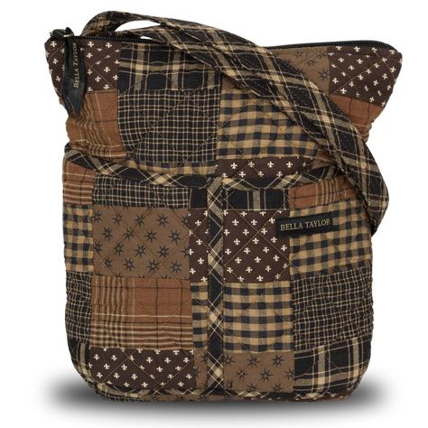 PRICES MAY VARY. COUNTRY AMERICANA PATCHWORK: Ironstone is our timeless palette of chestnut, khaki, dark chocolate, and black quilted cotton fabrics in plaids and stripes in a traditional American patchwork layout. MEDIUM SIZE CROSSBODY PURSE: At 8" wide, 11" high, and 1" deep, the Hipster is a “big enough yet small enough” cross body bag to carry everything you need without weighing you down. ADJUSTABLE STRAP: You choose how to carry the Hipster! With a shoulder drop ranging from 13" to 26", ca Organizer Purse, Hipster Bag, Stylish Purse, Quilted Handbags, Americana Fashion, Quilted Crossbody Bag, Vanity Case, Antique Table, Large Shoulder Bags