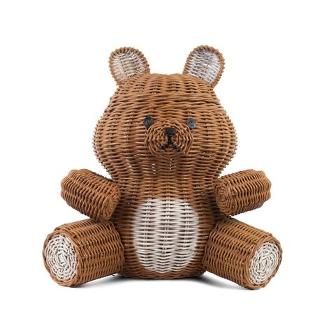 Brown Bear Rattan Storage Basket with Lid Decorative Home Decor Hand Woven Shelf Organizer Cute Handmade Handcrafted Gift - On Sale - Bed Bath & Beyond - 36178668 Storage Basket With Lid, Shelf Baskets Storage, Storage Baskets With Lids, Rattan Storage, Decorative Storage Baskets, Easter Bunny Basket, Fabric Storage Baskets, Boy Room Decor, Basket With Lid