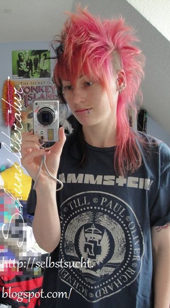 Deathhawk Down, Half Mohawk, Rammstein Shirt, Pink Mullet, Pink Mohawk, Chica Punk, Androgynous Hair, Mohawks, Punk Hair