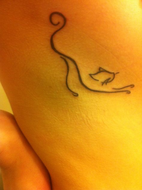 LisaStewartDesigns @ Etsy Cat Tattoo Cat And Rat Tattoo, Kitty Cat Tattoos, Small Fine Line Cat Tattoo, Cat Tattoo Ideas Female, Finger Cat Tattoo, Arm Cat Tattoo, Stretching Cat Tattoo, Cat Small Tattoo, Cat Stretching Tattoo