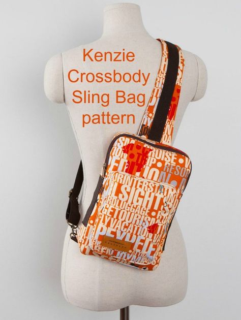 Kenzie Crossbody Sling Bag pattern. This casual and trendy design sling bag is the perfect bag for everyday use. It's a unisex bag that children will love as well. And the designer has got the size of Kenzie just right, not too big and yet not too small. #SewModernBags #SewACrossbodyBag #CrossbodyBagSewingPattern. #SlingBagSewingPattern #SewASlingBag Crossbody Sling Bag Pattern, Sling Bag Pattern Free, Sling Bag Sewing Pattern, Cross Body Bag Pattern Free, Sewing Totes, Sling Bag Pattern, Cross Body Bag Pattern, Homemade Bags, Wallet Sewing Pattern