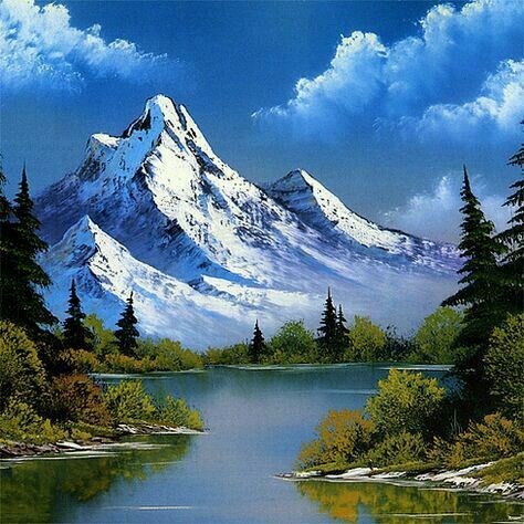 Bob Ross Landscape, Bob Ross Art, Bob Ross Paintings, Mountain Landscape Painting, Canvas For Beginners, Snowy Mountain, Trip Planner, Easy Canvas Painting, Landscape Art Painting