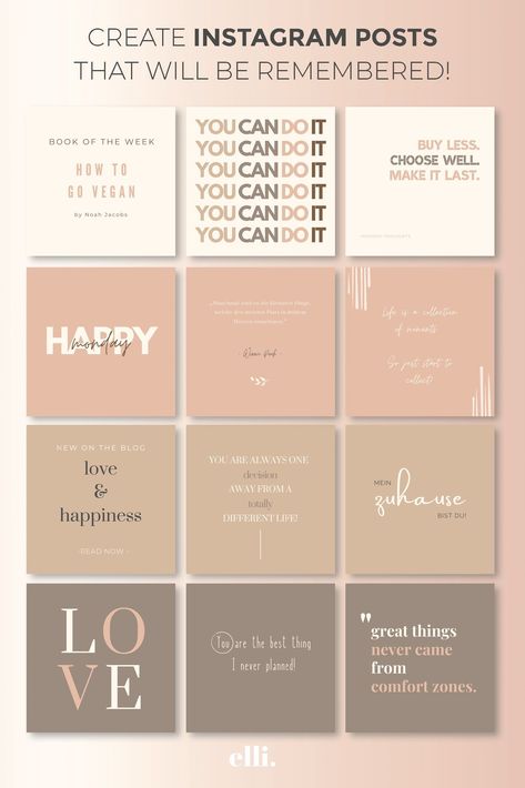 Instagram post pack with 10 unique quotes and motivational phrases for your #Minimalist_Instagram_Feed_Design #Instagram_Post_Design_Minimalist #Instagram_Post_Design_Creative #Instagram_Profile_Design Instagram Content Ideas, Instagram Grid Design, Instagram Post Design, Instagram Design Layout, Instagram Feed Layout, Motivating Quotes, Instagram Theme Feed, Instagram Feed Ideas Posts, Instagram Template Design