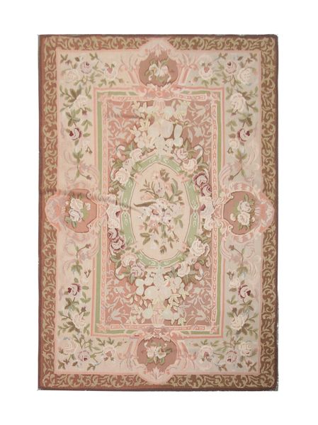 Vintage French Style Needlepoint Tapestry Rug Or Wall Hanging 122x186cm | Aubasson | Vinterior Bed In Bedroom, Pastel Green And Pink, French Rug, Bedroom Carpets, Handwoven Tapestry, Needlepoint Rugs, Asian Rugs, Aubusson Rugs, Muted Pink