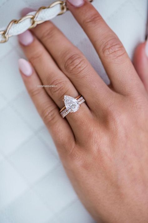 Pear Moissanite Engagement Ring, Engagement Rings Sale, Pear Ring, Types Of Diamonds, Moissanite Jewelry, Moissanite Wedding Bands, East West, Designer Engagement Rings, Diamond Sizes