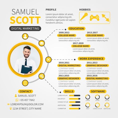 Online cv concept | Free Vector #Freepik #freevector #vitae #curriculum-vitae #cv #cv-resume Infographic Resume Template, Curriculum Template, Graphic Resume, Effective Cover Letter, Cv Original, Online Cv, Cv Inspiration, Marketing Resume, Curriculum Vitae Template