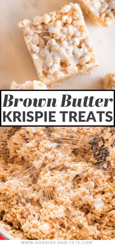 Better than the back-of-the-box, these Brown Butter Rice Krispie Treats are thick, chewy, and extra delicious, thanks to nutty browned butter, a pinch of sea salt, and bonus pockets of soft marshmallows swirled throughout. Don't worry: they're every bit as quick and easy to make as the original. Brown Butter Rice Krispie Treats, Brown Butter Rice, Shareable Desserts, Krispie Treats Recipe, Butter Rice, Browned Butter, Rice Crispy Treats, Crispy Treats, Rice Krispie Treats