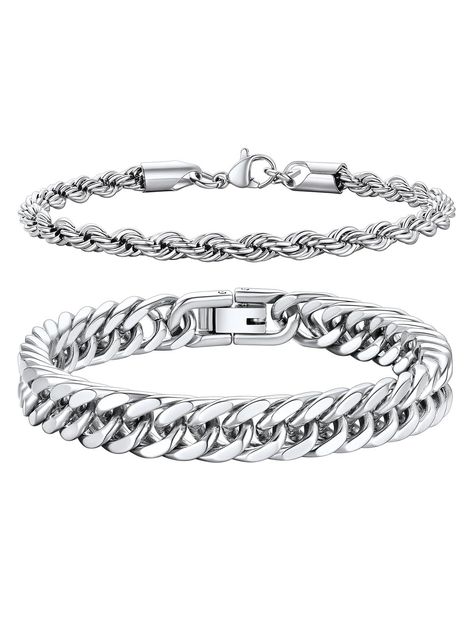 2PCS/3PCS Stainless Steel Bracelets Chain for Men Women, Cuban/Rope Link Chain Bracelets Set, 7.4/8.2/9 Inch Hand Chain Length https://whispers-in-the-wind.com/discover-the-latest-mens-accessory-trends-for-2024/?18k-gold-cuban-link-bracelet-for-men Chains Bracelet, Gray Vans, Bracelets Chain, Chain For Men, Twisted Bracelet, Chic Bracelet, Bracelets Set, Hand Bracelet, Chain Bracelets