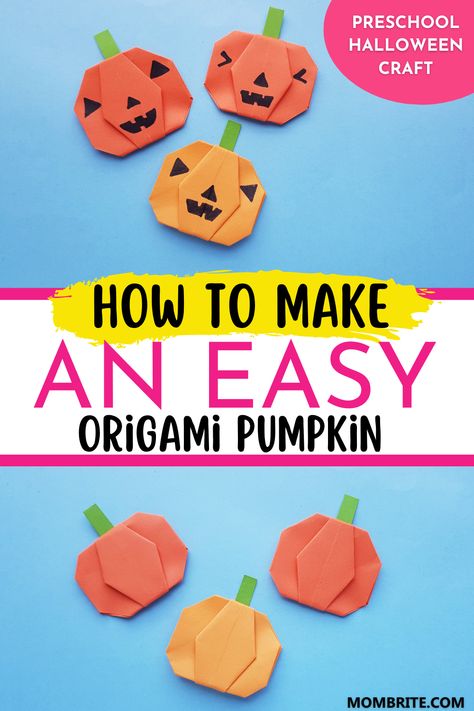 Get your craft-loving tots excited for Fall and Halloween with this simple yet delightful Origami Pumpkin Craft! Perfect for preschoolers, this easy fall craft activity guide will walk you through all the steps to create your very own origami pumpkin. Embrace the vibrant colors of fall and develop your child's finesse and creativity this season. Halloween Origami Easy Step By Step, Pumpkin Origami For Kids, Origami Pumpkin For Kids, Paper Pumpkin Craft For Kids, Halloween Crafts For School Age Kids, Origami Pumpkin Tutorial, Fall Origami For Kids, Halloween Origami Step By Step, Fall Origami