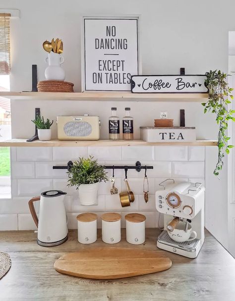 9 Spice Racks That Will Spark Joy - The Honeycomb Home Corner Coffee Bar Ideas, Corner Coffee Bar, Kaffe Station, Cute Kitchen Decor, Coffee Station Kitchen, Coffee Counter, Coffee Bar Station, Coffee Bar Ideas, Coin Café