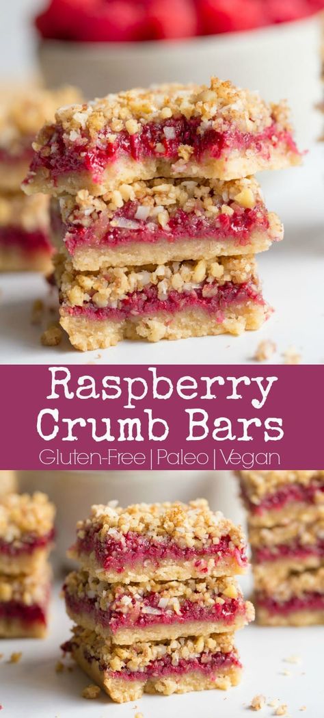 Paleo Raspberry Crumb Bars - Wholesomelicious Raspberry Crumb Bars, Raspberry Crumble Bars, Raspberry Crumble, Raspberry Bars, Crumb Bars, Crumble Bars, Breakfast Items, Paleo Dessert, Almond Recipes