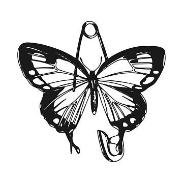 Embrace change and conquer obstacles with this eye-catching black ink tattoo sticker! A delicate butterfly dances around a sturdy safety pin, symbolizing transformation, strength, and protection. Stand out from the crowd with this unique design, perfect fo • Millions of unique designs by independent artists. Find your thing. Safety Pin Tattoo Design, Safety Pin Tattoo Meaning, Safety Pin Drawing, Safety Pin Tattoo, Ear Pierce, Black Ink Tattoo, Pin Tattoo, Ink Butterfly, Blade Tattoo