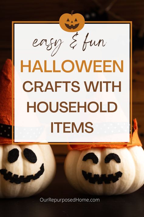 Repurpose Halloween Decor, Diy Upcycled Halloween Decorations, Crafts With Household Items, Upcycled Halloween Decorations, Fun Easy Halloween Crafts, Fun Halloween Crafts, Easy Halloween Decorations, Easy Halloween Crafts, Halloween Crafts Decorations