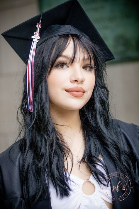 Senior 22 Graduation Cap Hairstyles Bangs, Bangs With Cap And Gown, Grad Cap With Bangs, Graduation Cap With Bangs, Bangs With Graduation Cap, Graduation Hairstyles With Bangs, Cap And Gown Hair Hairstyles, Graduation Cap Pictures, Grad Hairstyles