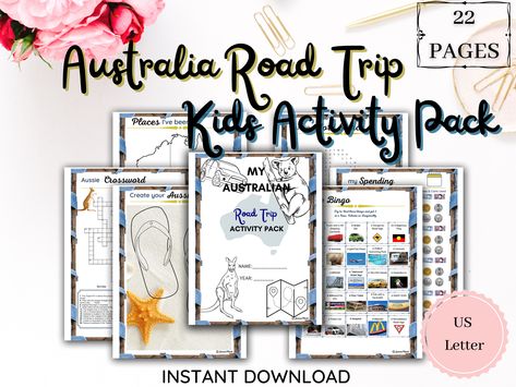 Australian Road Trip Kids Activity Pack by JurneePlanit Road Trip Kids, Kid Road Trip Activities, Australia Road Trip, Deadly Creatures, Australian Road Trip, Trip Activities, Road Trip Activities, Road Trip With Kids, Gift Printable