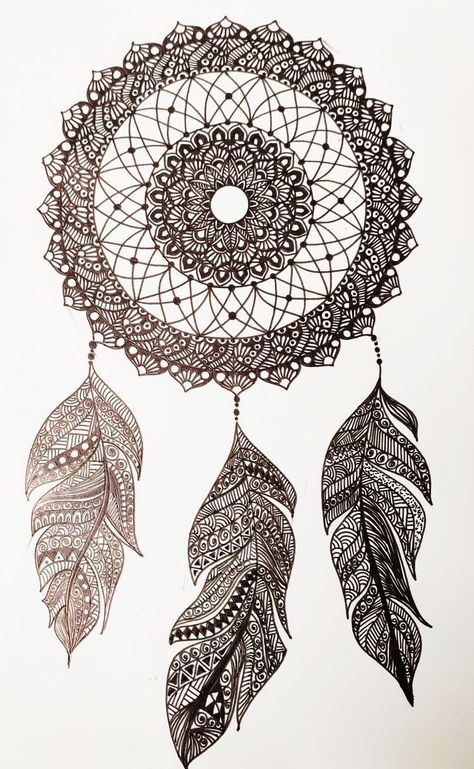 Dreamcatcher Mandala Art, Intricate Mandala Design, Mandala Dreamcatcher Drawing, Mistar Ornamen, Zentangle Dreamcatcher, Dream Catcher Mandala Art, Mandala Art Peacock, Mandala Peacock, Atrapasueños Tattoo