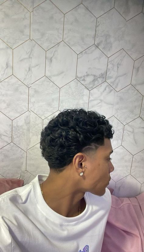 Amazing Haircut Designs for Men (Detailed Gallery) | Simple & Easy Haircut Design Ideas For Men Short Curly Hair Taper, Short Curly Taper, Hair Designs For Men Lines, Mid Taper Curly Hair, Haircut For Men Short Hair, Cute Hair Designs, Back Taper Design, Fade Haircut Designs For Men, Taper Design Haircut