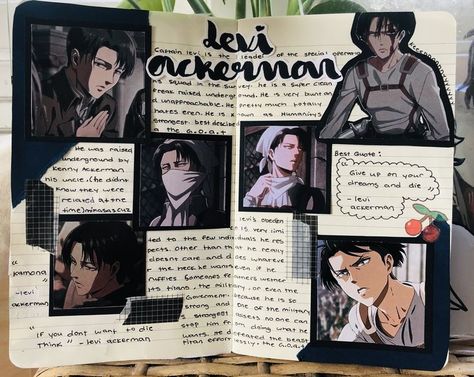 Levi Journal, Kenny Ackerman, Creative School Project Ideas, Anime Journal, Captain Levi, Diary Ideas, Anime Book, School Project, Levi Ackerman