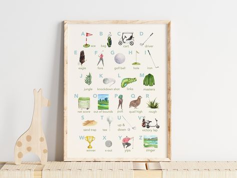 Golf Themed Nursery, Golf Nursery Baby Boy, Golf Nursery, Football Nursery, Abc Nursery, Golf Wall Art, Alphabet Nursery, Football Wall Art, Golf Prints