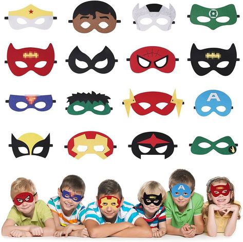 URAQT Superhero Masks, 16 Pcs Super Hero Costumes Toy Party Favors for Kids, Children Masks Dress Up Cosplay Mask, Boys & Girls Felt Eye Mask for Party Masquerade Birthdays Party Cosplay : Amazon.co.uk: Toys & Games Superhero Party Bags, Up Cosplay, Kids Party Gift, Party Favors For Kids, Mascaras Halloween, Party Bags Kids, Avengers Party, Superhero Kids, Superhero Masks