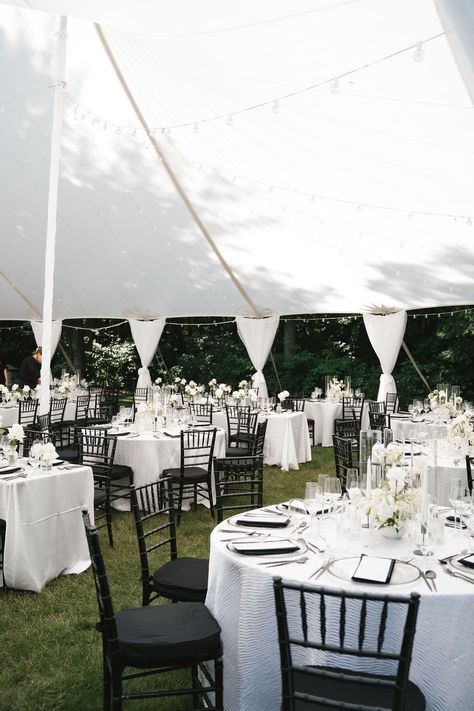 Striking, yet elegant  🖤🤍

Rental Items:
Black Chivari Chairs

44x84 Sailcloth Tent 
White Washed Pine Dance Floor
White Bar with Wood Top
Prism Drinkware Collection
Linen Collections: White Matte Satin, Black Matte Satin, & White Extreme Crush

Vendors:
Photo & Video: @theunfilteredcollection
Planning & Coordination: @krcoordination

#luxurybackyardwedding #poolsidewedding #eventrentals
#michiganrentals #partyrentals #detroitweddings #westmichiganweddings #eventdesigninspiration #tentwedding Backyard Black And White Wedding, Black And White Backyard Wedding, Event Tent Decor, Black Wedding Table Setting, Black Wedding Table, White Washed Pine, Chivari Chairs, Tent Decorations, White Bar