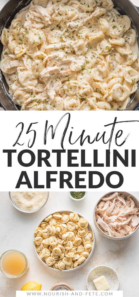 Chicken Tortellini Alfredo is a cozy weeknight meal that tastes like you walked into your favorite Italian restaurant! Comfort food doesn't get better than this, yet it's easy to make from scratch in about 25 minutes. Chicken Tortellini Alfredo, Tortellini Alfredo, Easy Skillet Meals, Chicken Tortellini, Make From Scratch, Food On The Table, One Skillet Meals, Easy Skillet, Baked Pasta Recipes