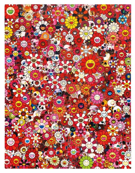 Takashi Murakami PINK SKULL AND FLOWER PAINTING Takeshi Murakami, Murakami Wallpaper, Takashi Murakami Art, Murakami Art, Murakami Flower, Elements Tattoo, Superflat, Flower Collage, Wallpaper Iphone Neon