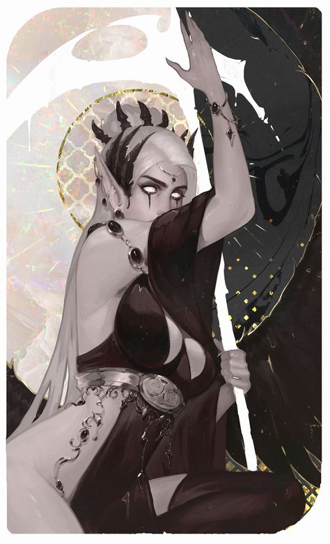 Paintings And Drawings, Tarot Cards Art, Dnd Art, Dark Elf, Tarot Art, Epic Art, Fantasy Artwork, A Drawing, Art Reference Poses